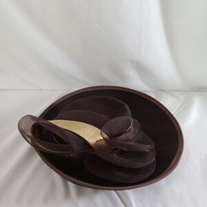 Bollman Bellini New York Brown Wool Felt Wide Brim Hat Gold Mesh Flower Vintage